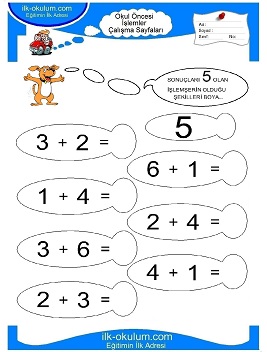 Çocuklar İçin toplam işlemi yaprak testleri 
